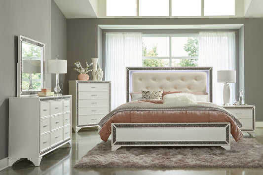 Salon LED White Pearlescent Bedroom Set 1572