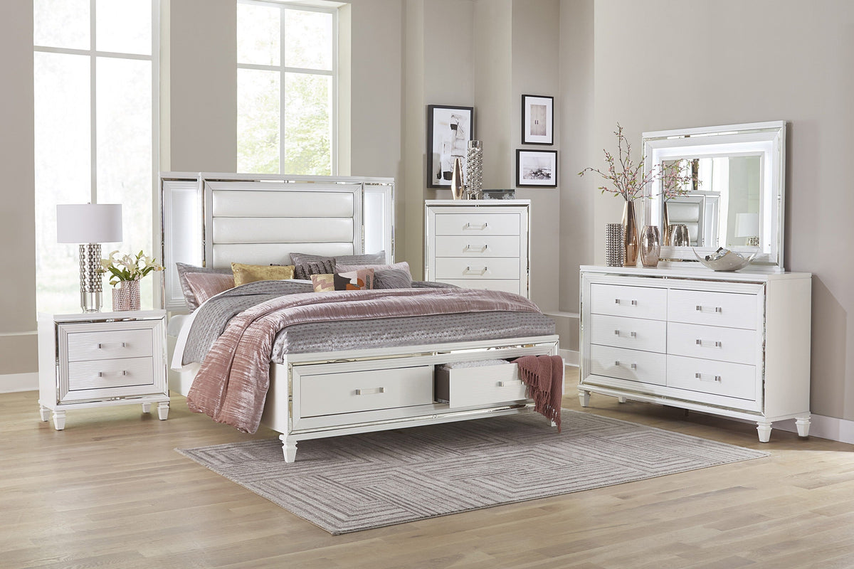 Tamsin White LED Storage Platform Bedroom Set 1616