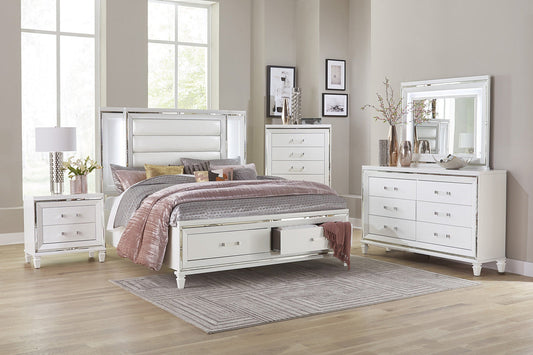 Tamsin White LED Storage Platform Bedroom Set 1616