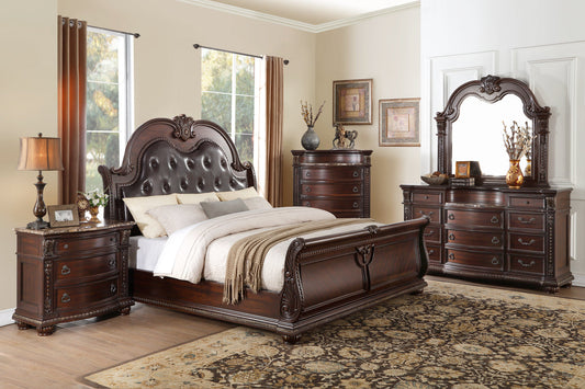 Cavalier Dark Cherry Upholstered Bedroom Set  1757 - Harwin Furniture