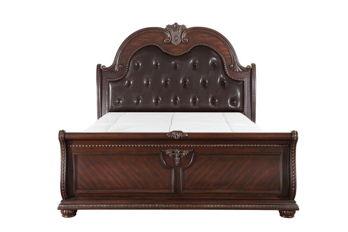Cavalier Dark Cherry Upholstered Bedroom Set  1757 - Harwin Furniture
