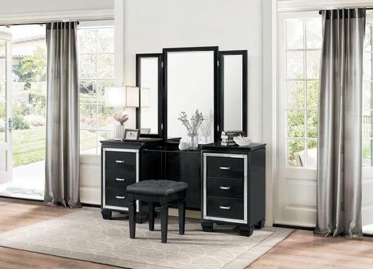 Allura Black Vanity Set with Stool 1916