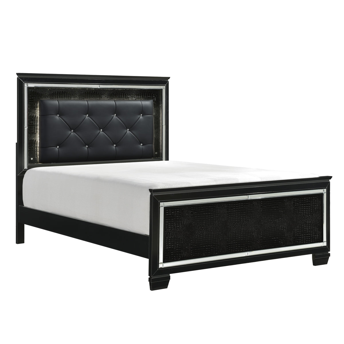 Allura Black LED Panel Bedroom Set 1916 - Harwin Furniture