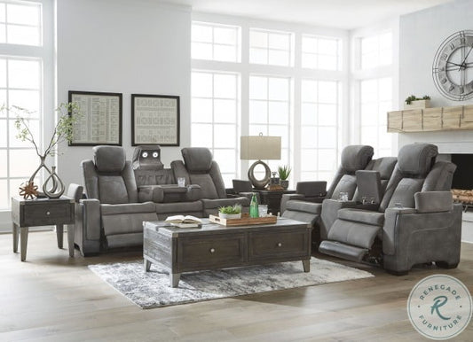 Next Gen DuraPella Slate POWER Reclining Sofa and Loveseat 22004