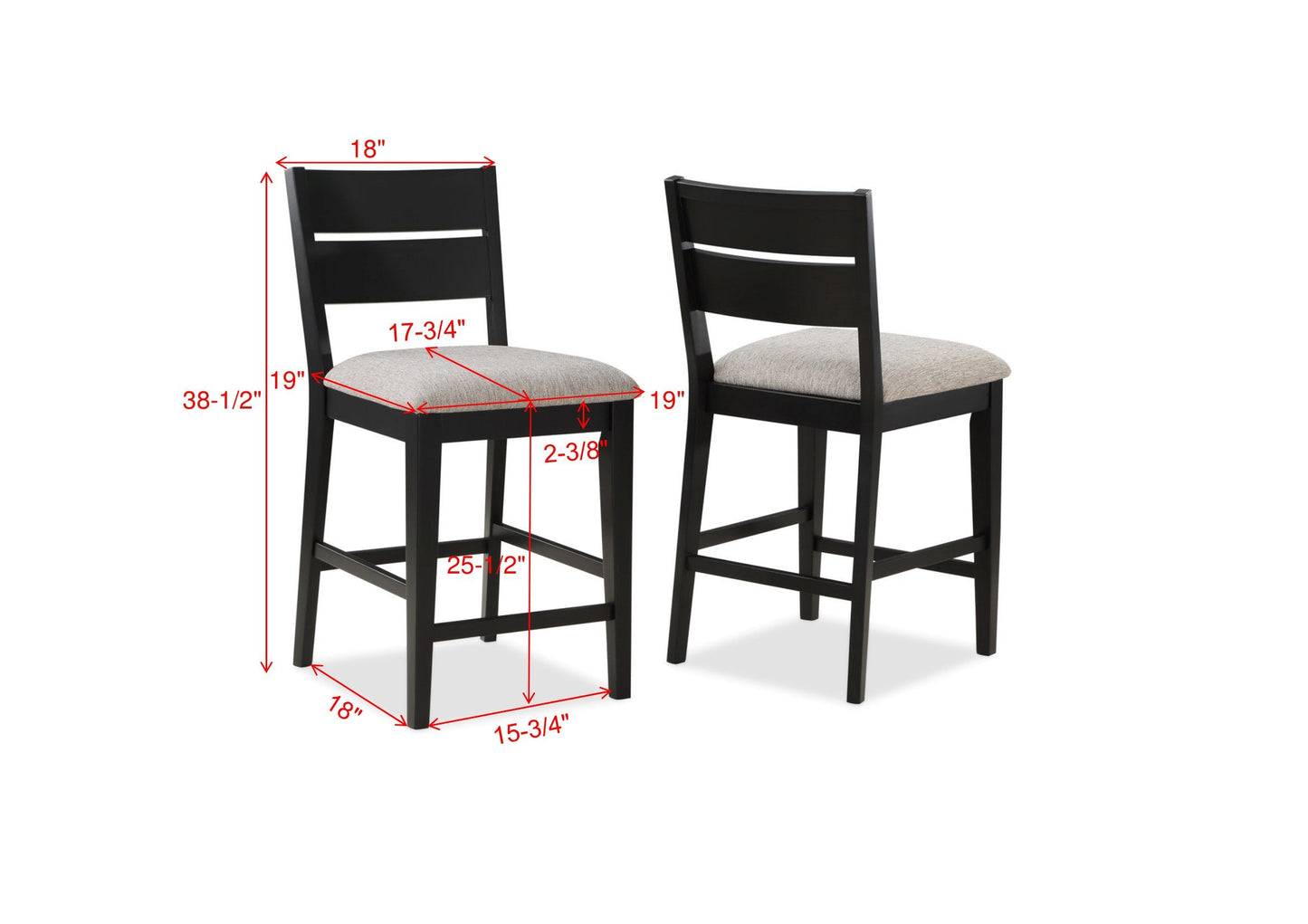 Mathis Black/Gray Counter Height Set 2712