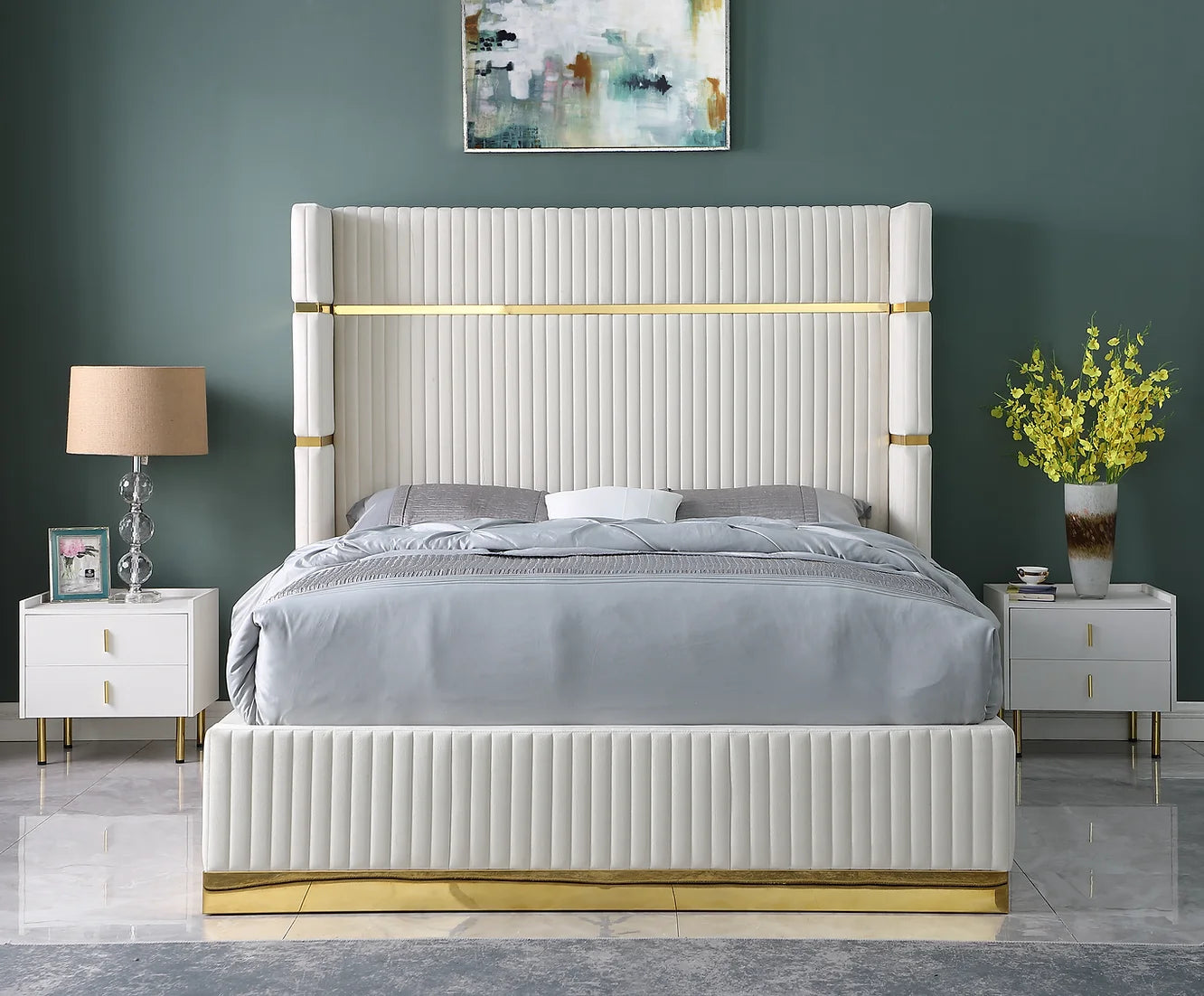 Aspen Cream Velvet King Bed B786