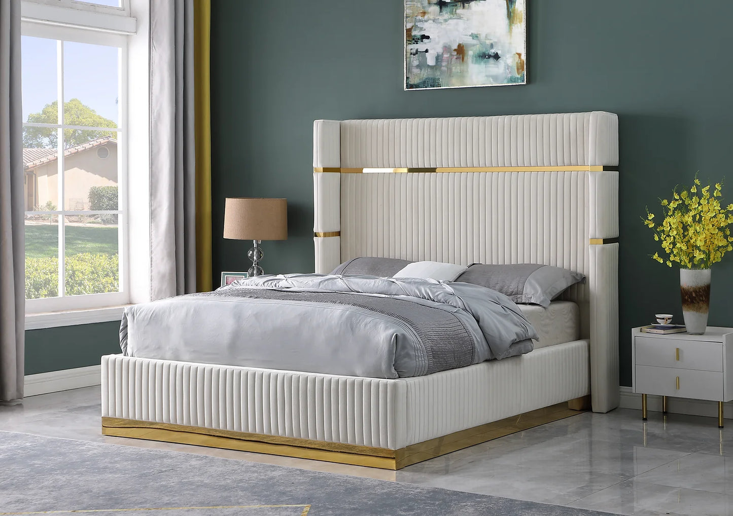 Aspen Cream Velvet King Bed B786