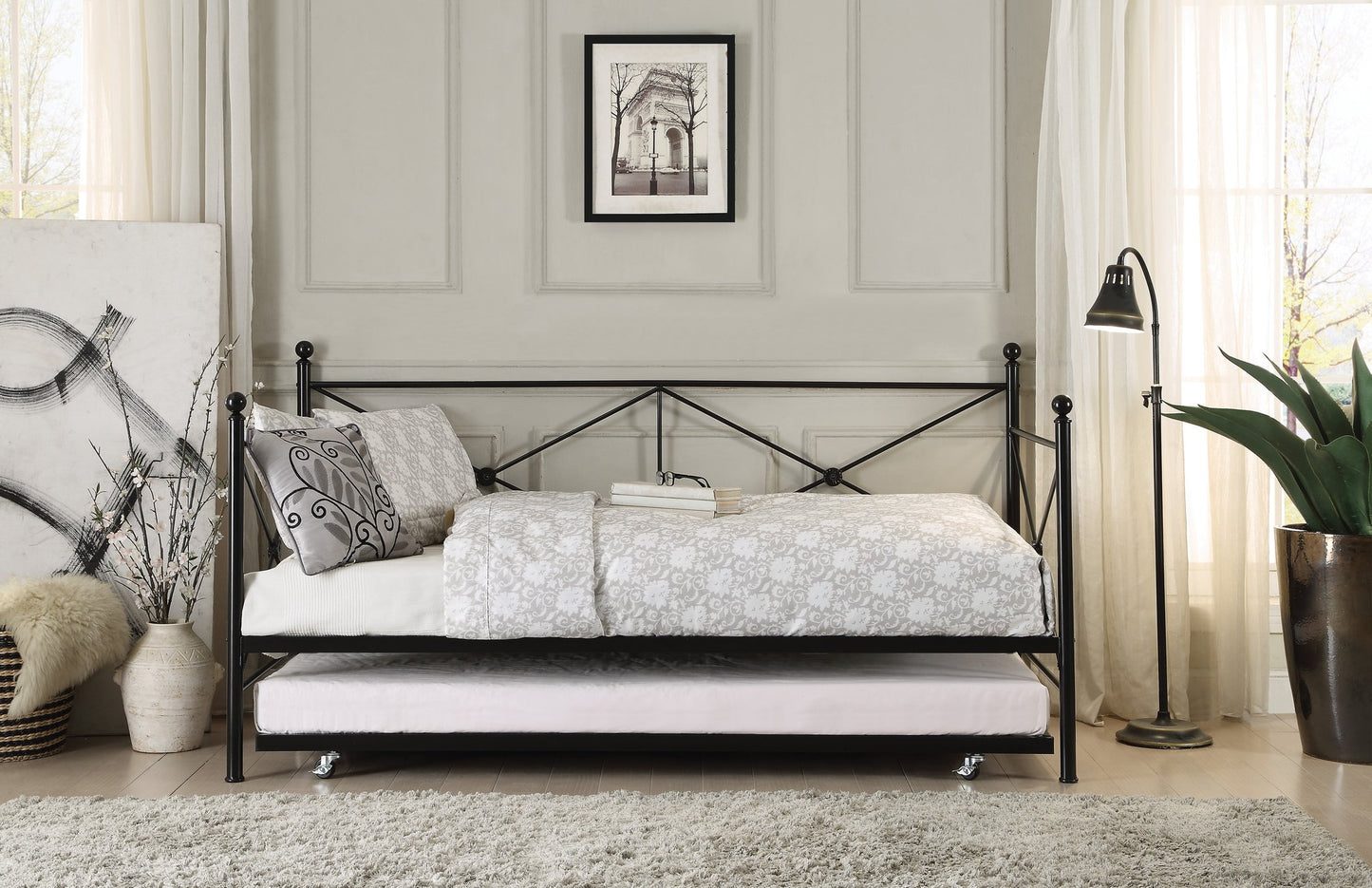 Jones Black Metal Daybed with Trundle | 4964