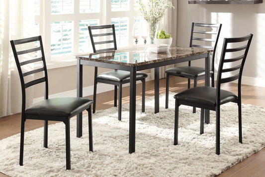 Flannery 5-Piece Faux Marble Top Dining Set 5038