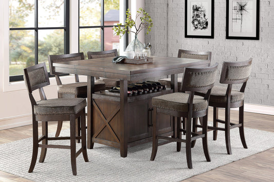 Oxton Dark Cherry/Gray Fabric Extendable Counter Height Set 5655