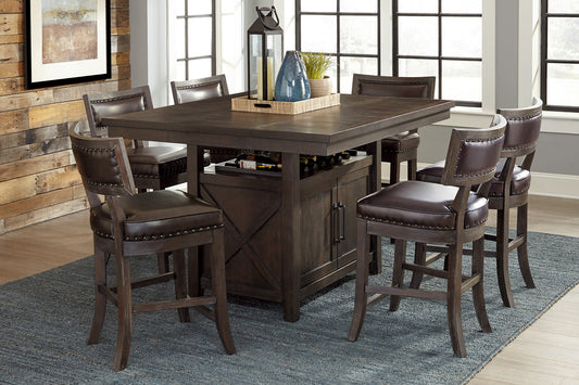 Oxton Dark Cherry/Faux Leather Extendable Counter Height Set 5655