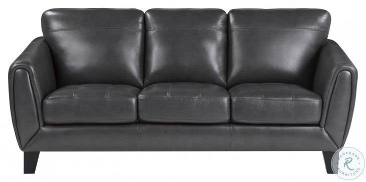 Spivey Dark Gray Leather Sofa and Loveseat 9460