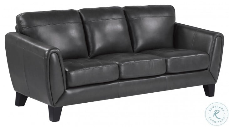 Spivey Dark Gray Leather Sofa and Loveseat 9460