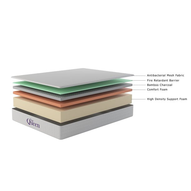 MARGARET 10"KING MEDIUM CHARCOAL INFUSED VISCOELASTIC MEMORY FOAM MATTRESS