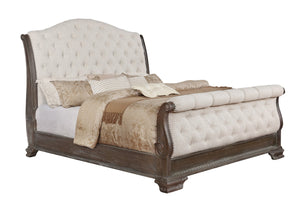 Sheffield Antique Gray Upholstered Sleigh Bedroom Set | B1120-88