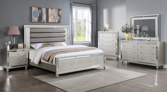 Cristian Champagne LED Upholstered Panel Bedroom Set B1680
