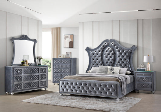 Cameo Gray Upholstered Panel Bedroom Set B2100