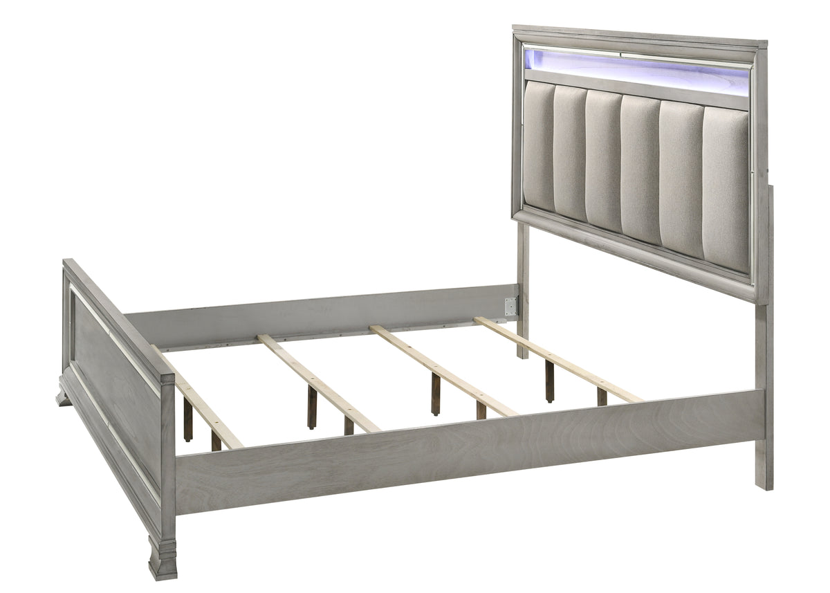 Vail  Led Gray Upholstered Panel Bedroom Set |B7200