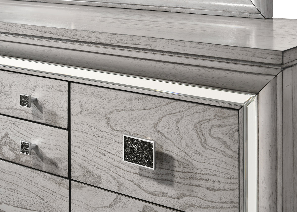 Vail  Led Gray Upholstered Panel Bedroom Set |B7200