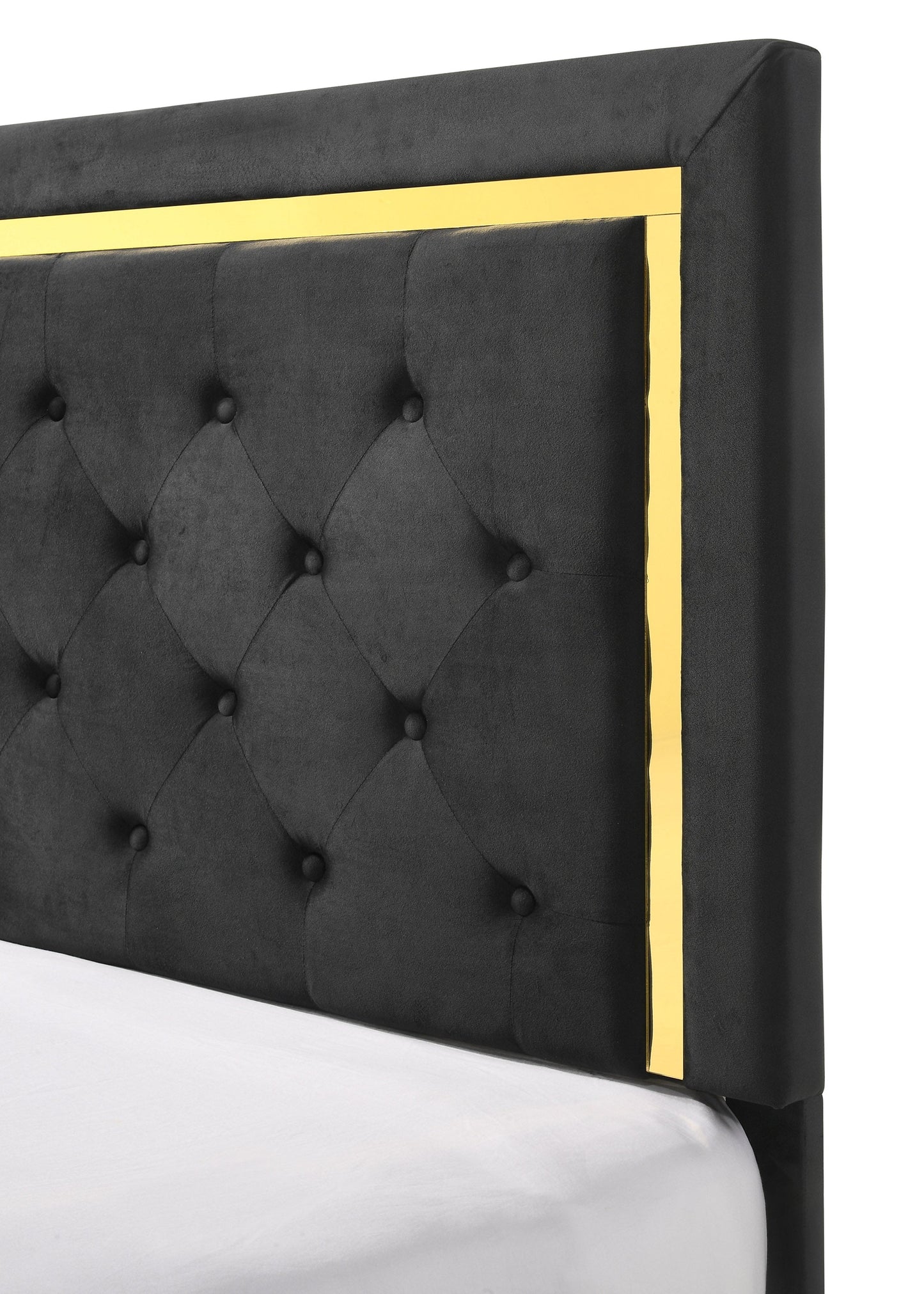 Pepe Black/Gold Panel Upholstered Bedroom Set B9290