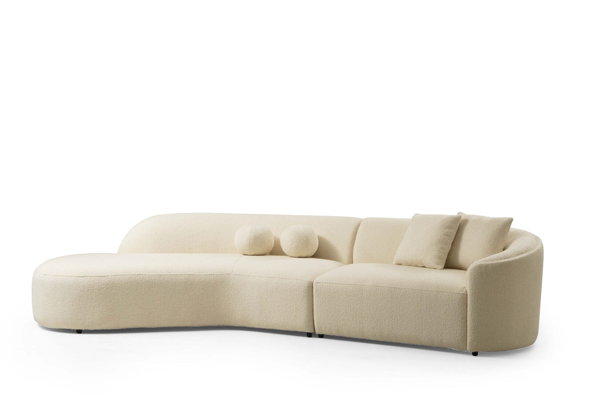 Cloe Ivory Boucle Curved LAF 134" Sectional