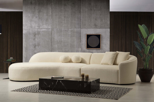 Cloe Ivory Boucle Curved LAF 134" Sectional