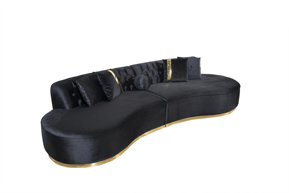 Ella Velvet Black Curved 130" Sectional