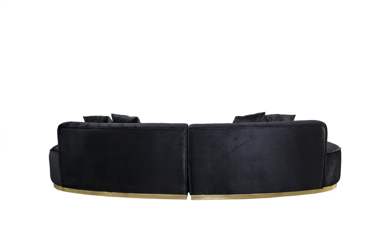 Ella Velvet Black Curved 130" Sectional