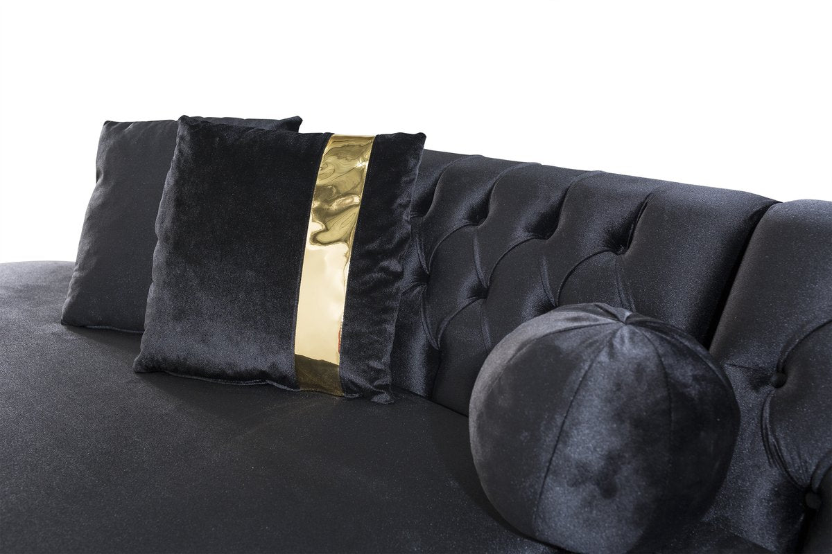 Ella Velvet Black Curved 130" Sectional