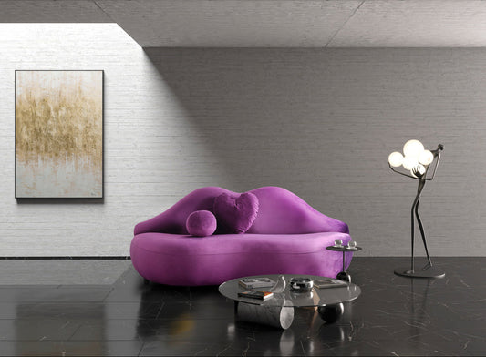 Lips Purple Velvet Loveseat