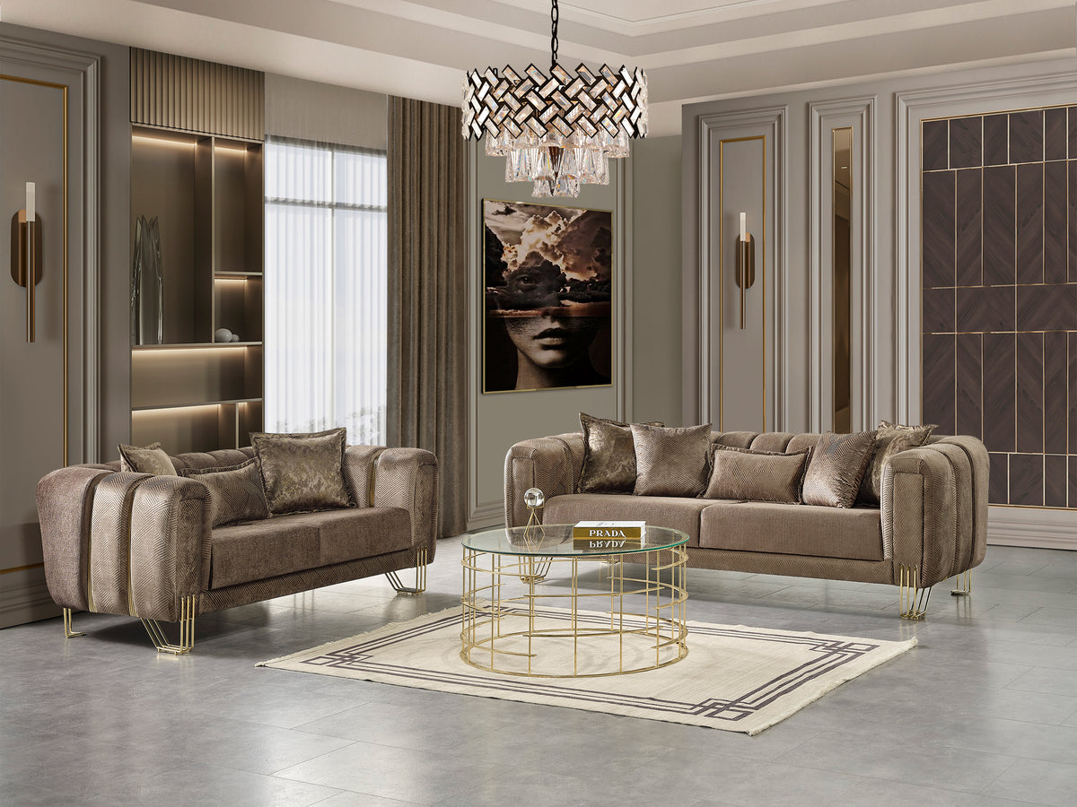 Santana Coffee Velvet Living Room Set