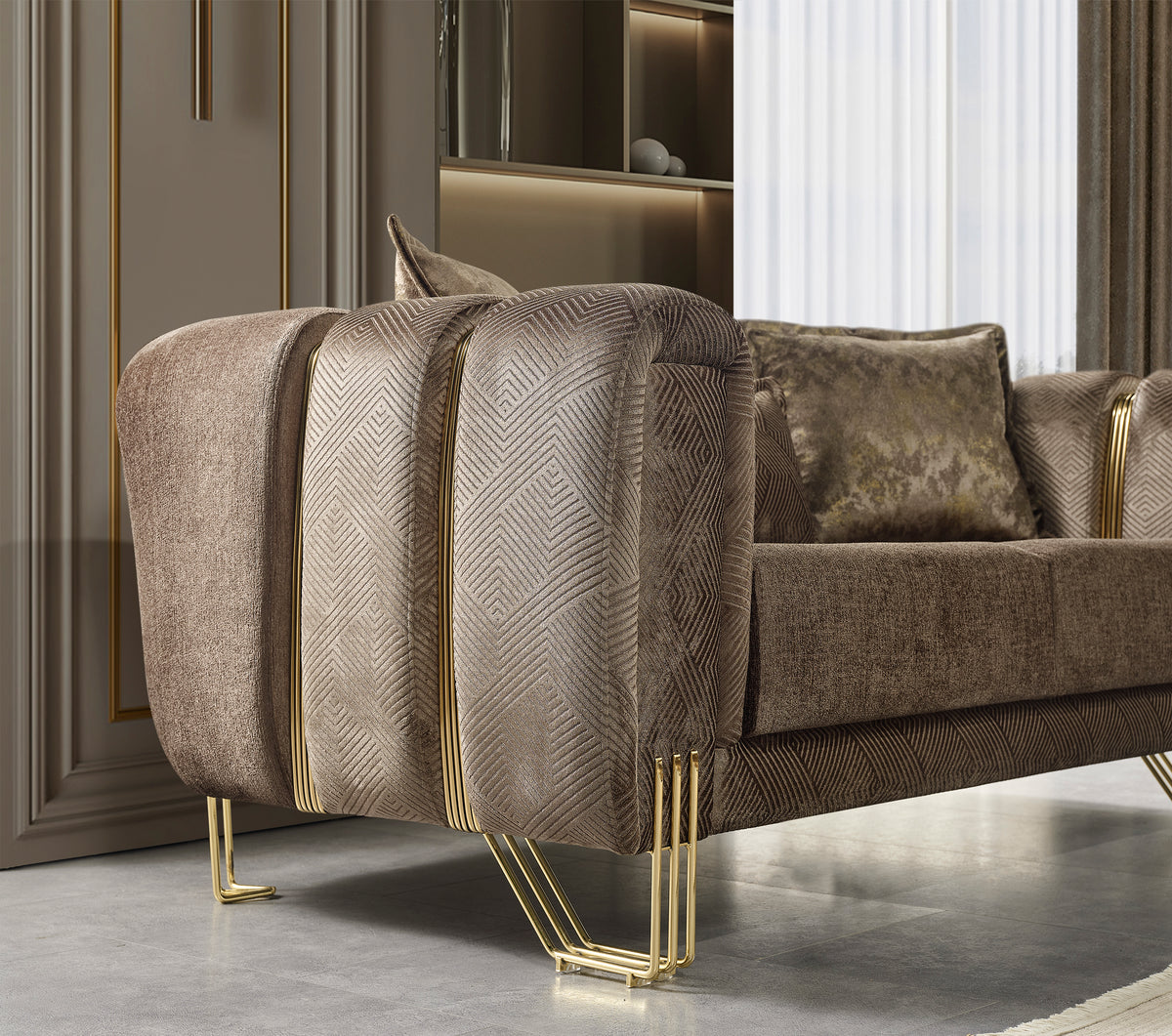 Santana Coffee Velvet Living Room Set