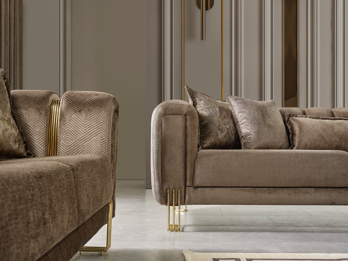 Santana Coffee Velvet Living Room Set