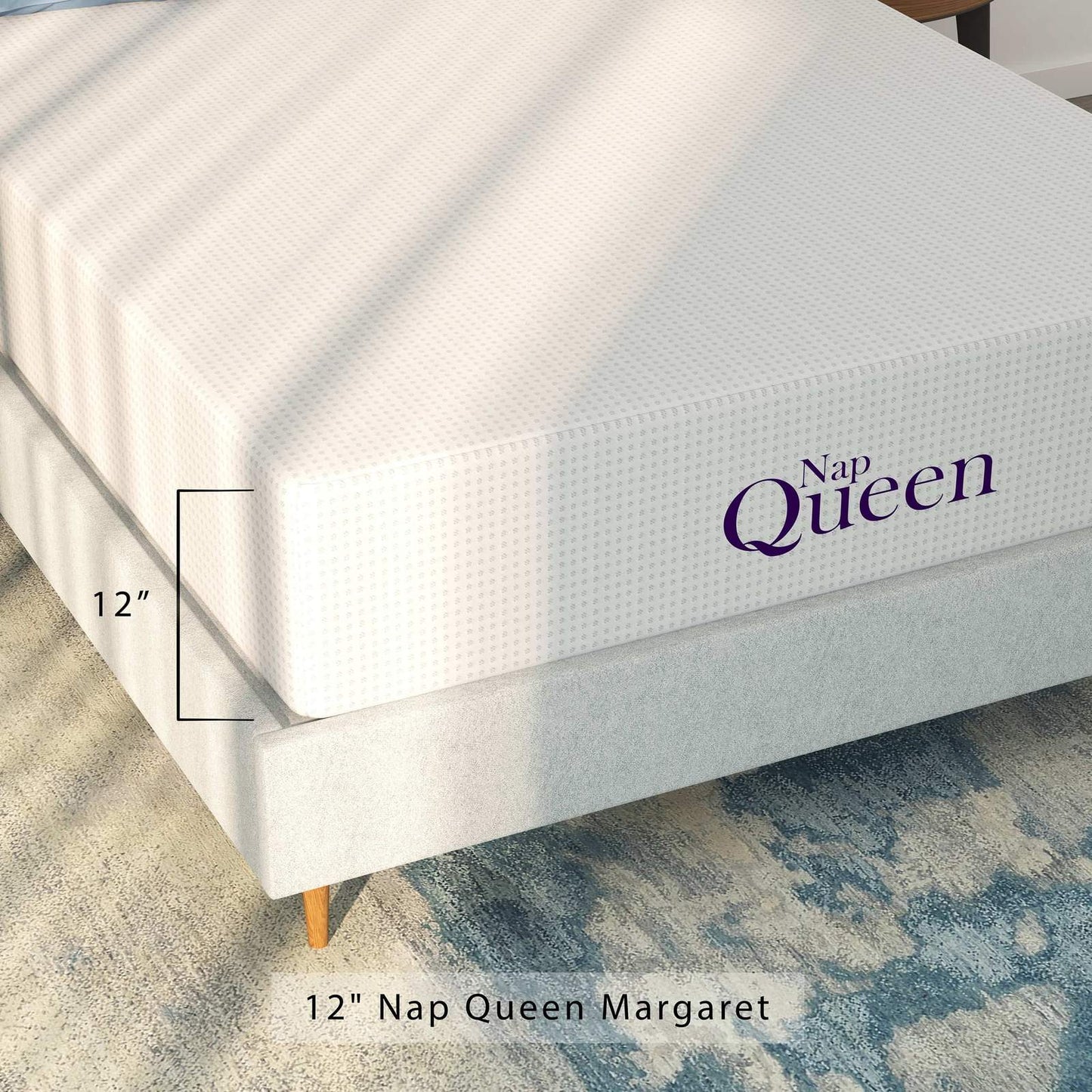 MARGARET 12"QUEEN MEDIUM CHARCOAL INFUSED VISCOELASTIC MEMORY FOAM MATTRESS