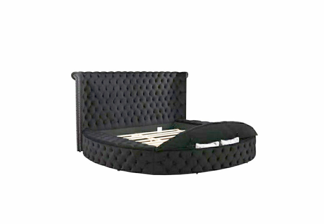 Penthouse Storage Platform  Black Queen Bed with USB
