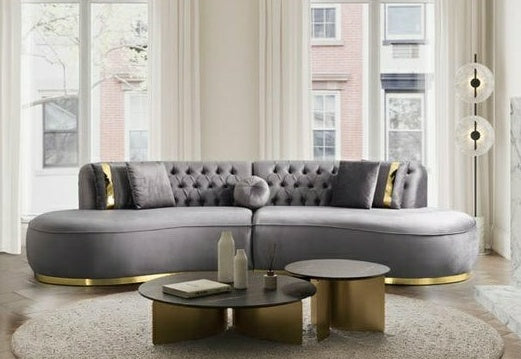 Ella Velvet Gray Curved 130" Sectional