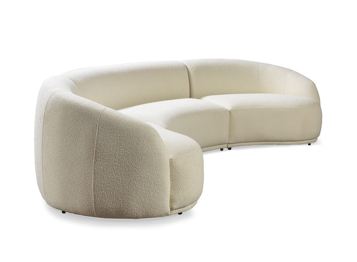 Bonita Ivory Boucle 3pc Curved 138" Sectional