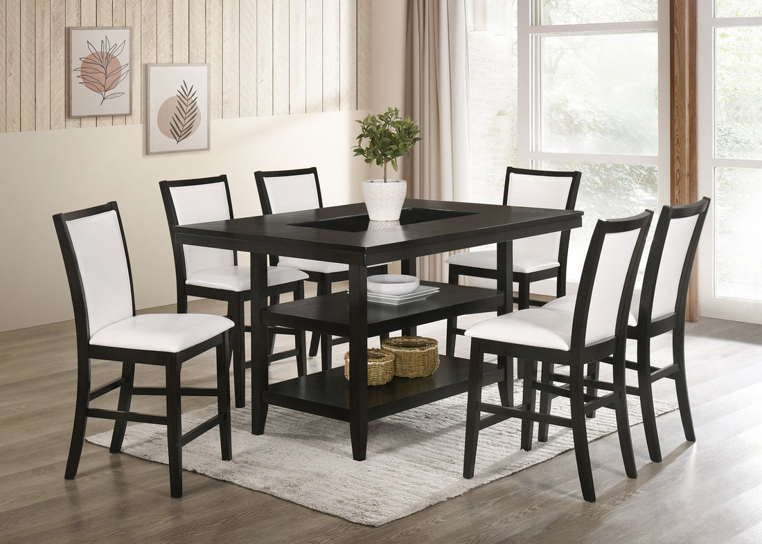Condor Espresso/PU White 7-Piece Counter Height Set