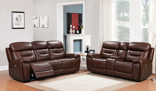 Rosewood Brown POWER/TOP GRAIN LEATHER Reclining 3pc Set S2226
