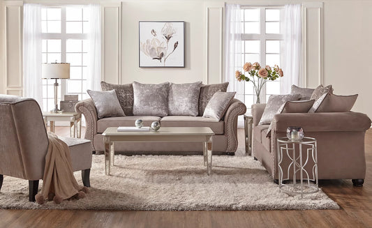 Cosmo Putty Fabric Sofa and Loveseat without Chair S7500