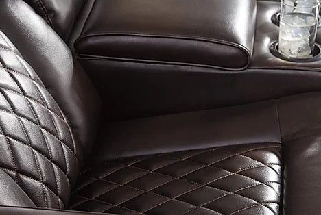 Warnerton Chocolate POWER Reclining Sofa and Loveseat 75407