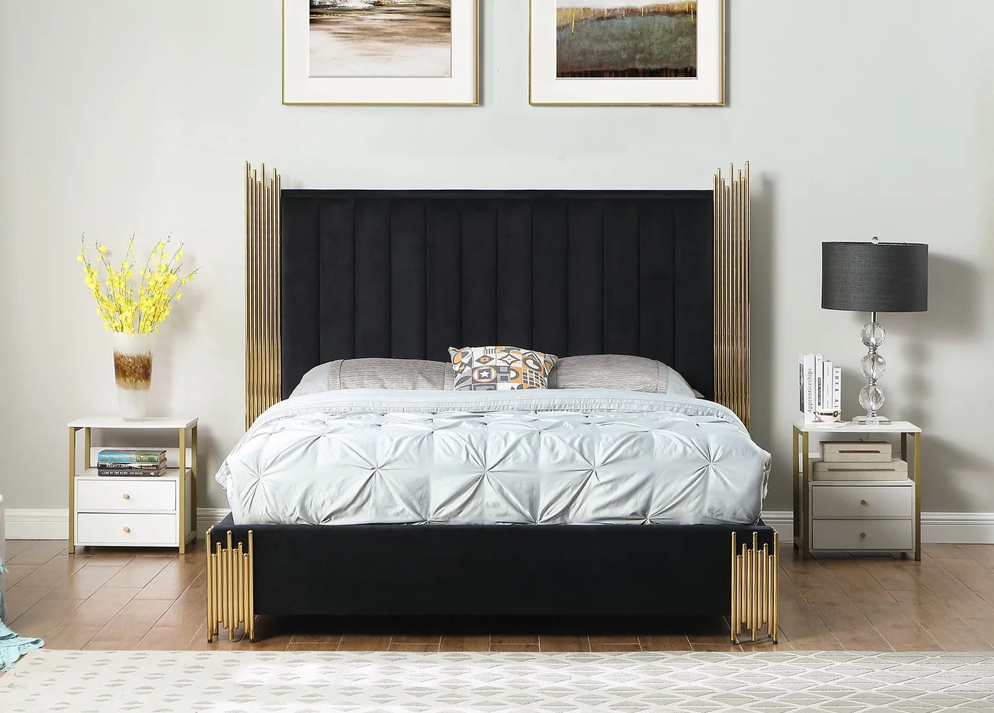 Token Black Velvet King Platform Bed B840