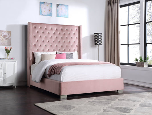 Pink Velvet  Queen Bed |HH321