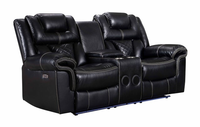 Alexa Black  POWER/LED/BLUETOOTH SPEAKERS 3pc Reclining  Set