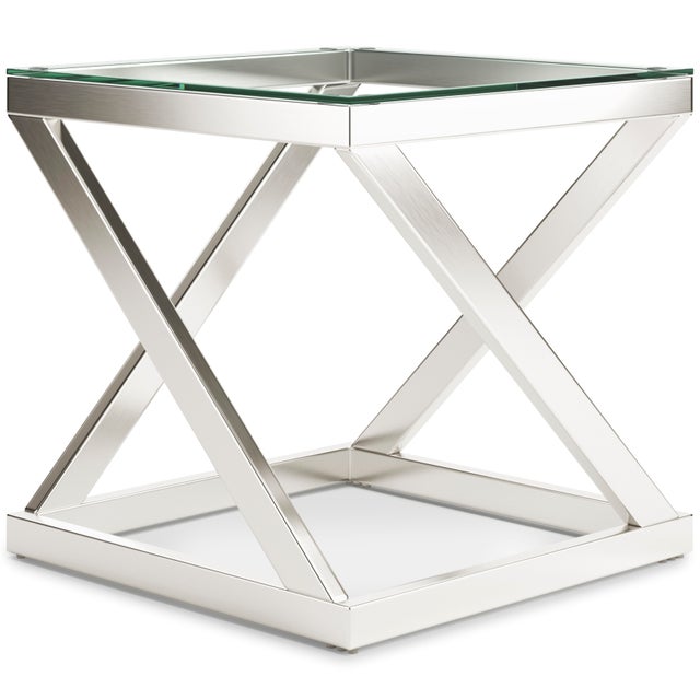 Coylin Brushed Nickel Finish Coffee Table
Set
 T136