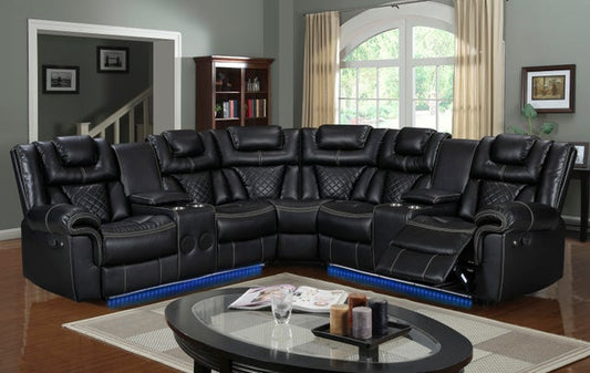 Alexa2023  Black LED/BLUETOOTH SPEAKERS Reclining Sectional