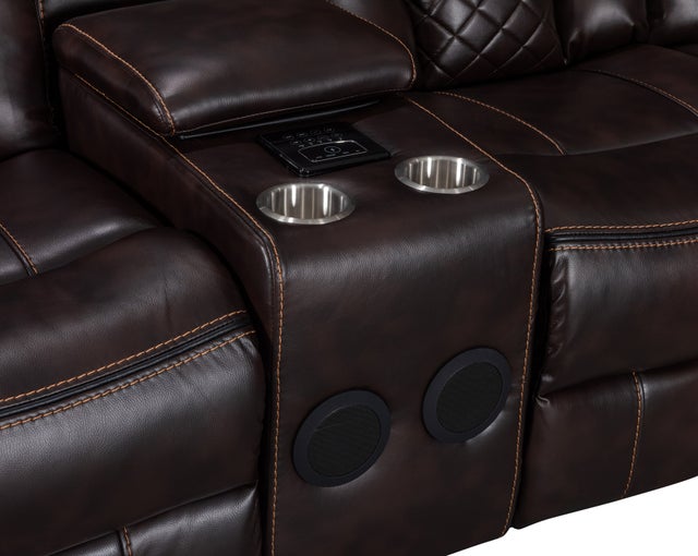 Alexa2023  Brown LED/BLUETOOTH SPEAKERS Reclining Sectional