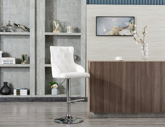 Bella White Leather Barstool
